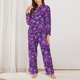 thumbnail image 2 of Fotbe Purple Snowflakes Conjunto de Pijama de Manga Larga para Mujer con Estampado, Ropa de Dormir de 2 Piezas, Conjunto de Casa Suave y Cómodo con Bolsillos-Medium, 2 of 7