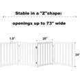 thumbnail image 4 of 4-Panel Wooden Free Standing Foldable Dog Gate Indoor – 24" High, Extra Wide Step-Over Safety Pet Gate for Doorways, Stairs, Hallways, Large Spaces & Playpen for Puppies Indoor Use, White, 4 of 7