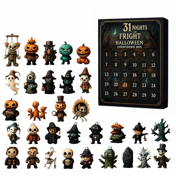 31 Nights of Fright Halloween Advent Calendar, 31 Days Countdown Calendar with 31Pcs 3D Resin Figure