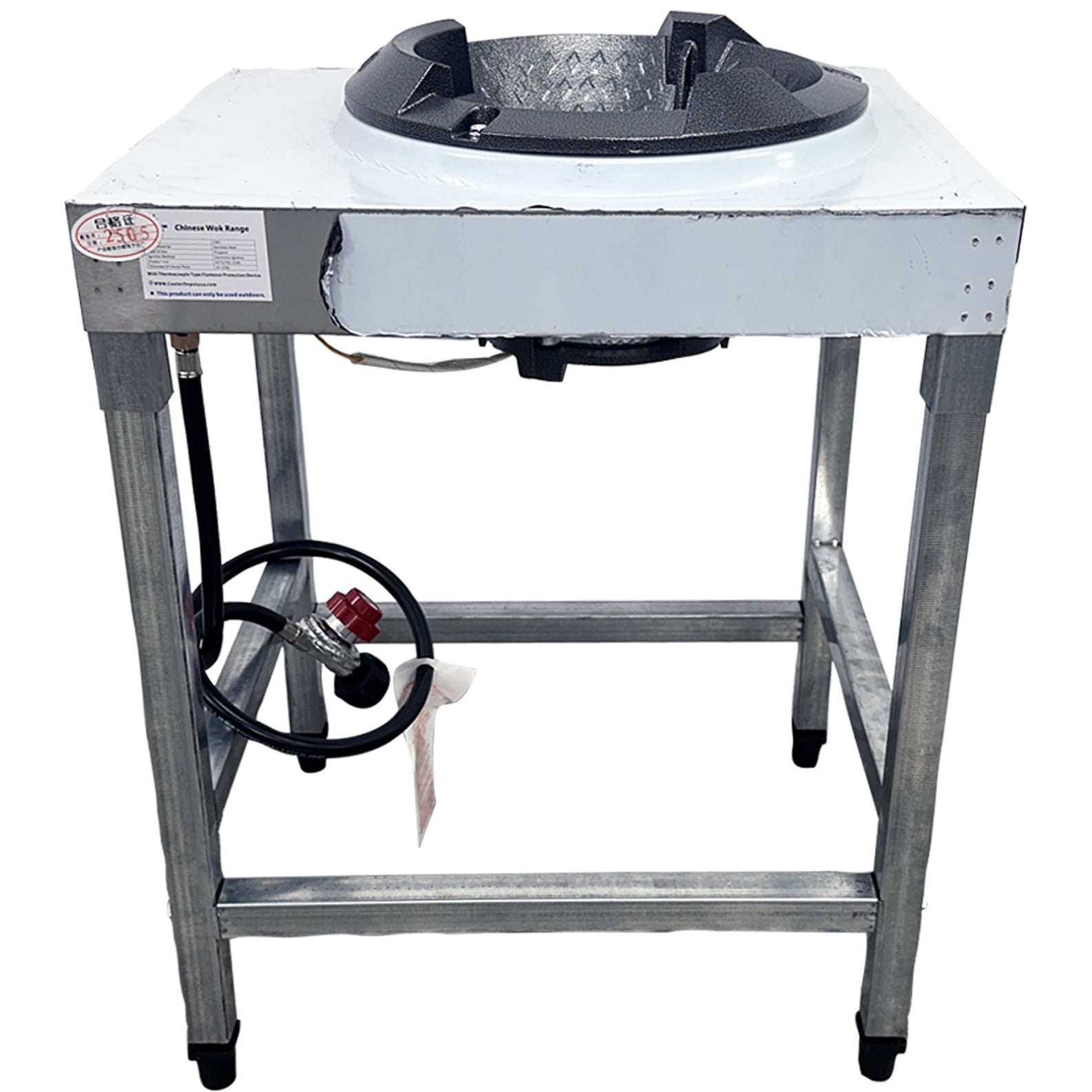 17‘’ Commercial Chinese Wok Range – Single Burner Stainless Steel Propane Gas Stove with Electronic Ignition