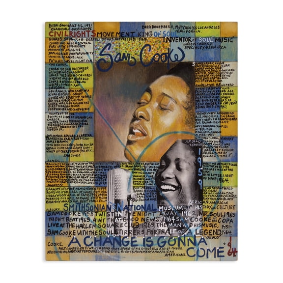 Stupell Industries Sam Cooke Collage People Drawing Wrapped Canvas Art Print Wall Art, 16 x 20