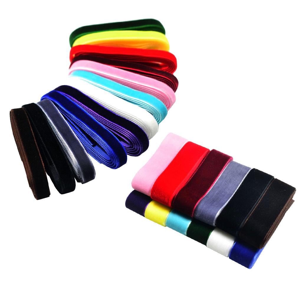 24pcs Colorful 1 Yard Luxury Velvet Ribbon for DIY Hair Accessories Craft