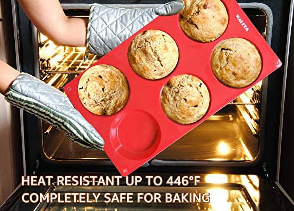 Walfos Silicone Whoopie Pie Baking Pans, 3 Pcs Non-Stick Muffin Top Pan.  Food Grade and BPA Free Silicone, Great for Muffin, Eggs, Tarts and More