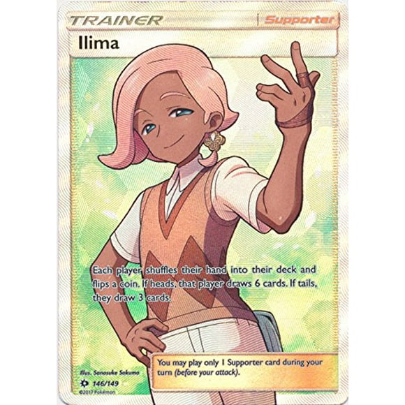 Tarjeta de entrenador Pokémon Ilima 146/149 Full Art Ultra Rare