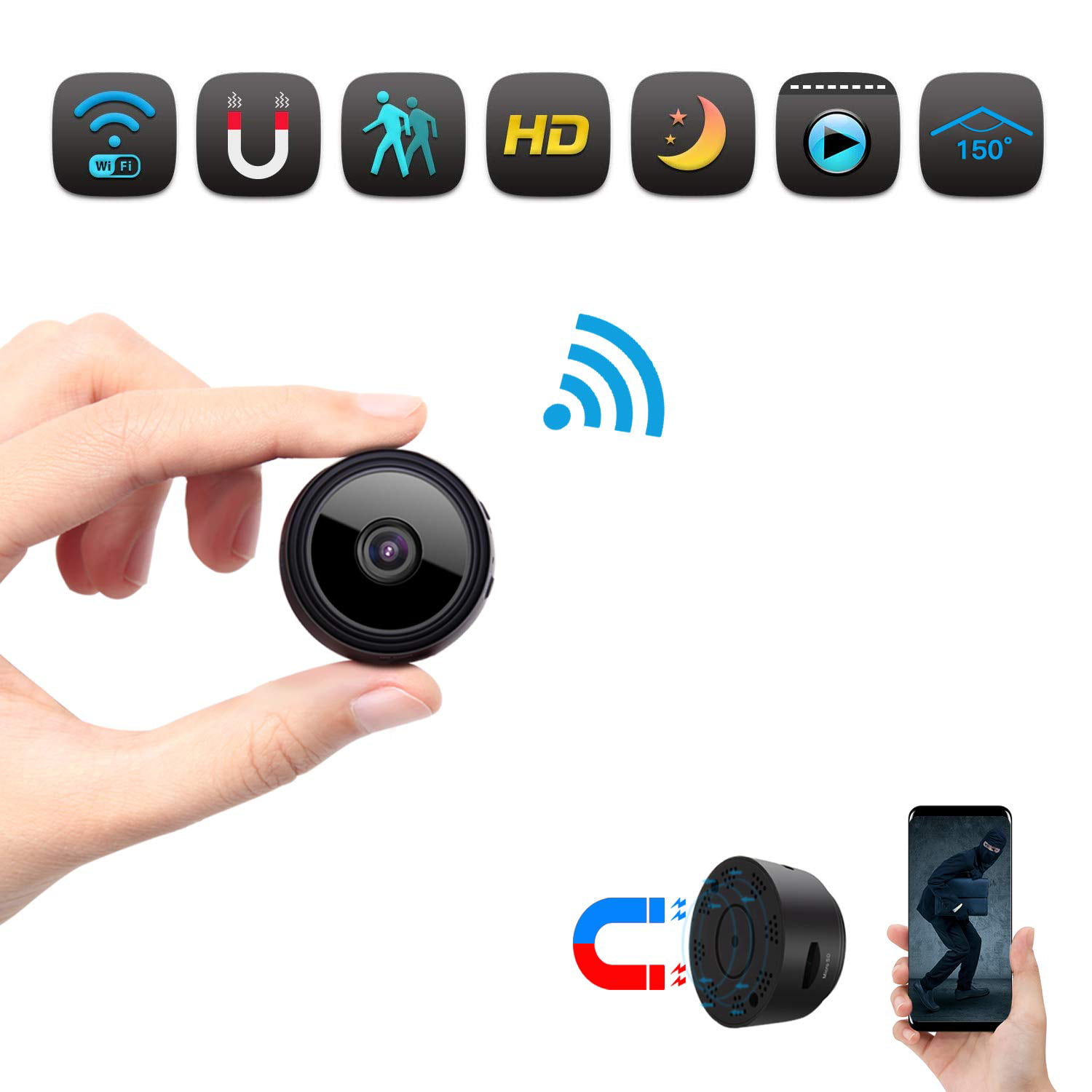 Wireless Mini IP Camera WiFi HD 720P Security Cam With Battery Motion Detection 