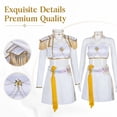 thumbnail image 2 of G'irl's Pop Idol Cosplay Costume, Anime Pop Star Stage Performance Outfit, White Gold Fringe Jacket Top and Skirt Set with Tassel for Halloween Fancy Dress, 2 of 4