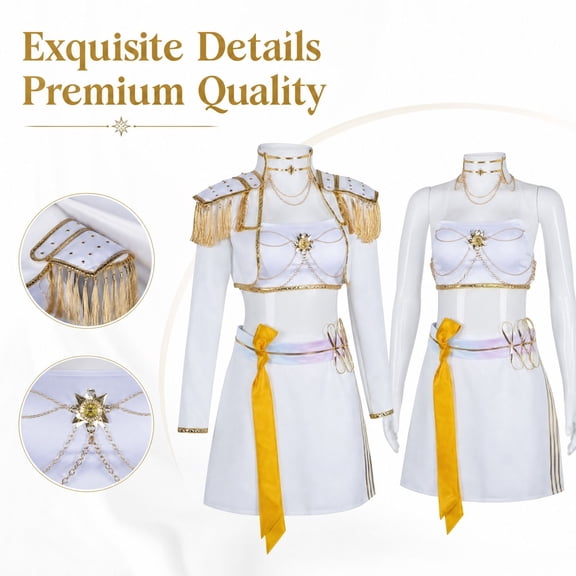 Pop Singer Costume Pop Star Costume Halloween Costume Stage Performance Outfit Popular Singer Costume Cosplay Costume with Top and Skirt Set for Party and Performance Events