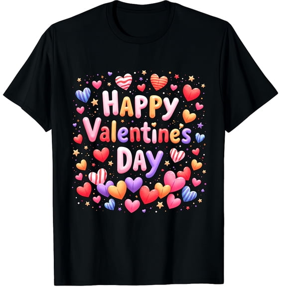 Happy Valentine's Day - Hearts Love Graphic Crew Neck Short Sleeve T-Shirts (Men's, Women's)