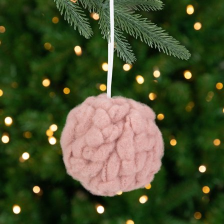Northlight 3.75" Pink Woven Yarn Ball Hanging Christmas Ornament