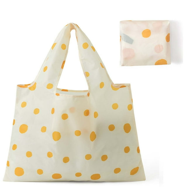 Reusable Foldable Shopping Bag Rip-Stop Fabric Lightweight Large-Capacity Tote Washable Shoulder or Hand Carry Reinforced Handles Fits 30 lbs 1 Pack Compact Travel Organizer
