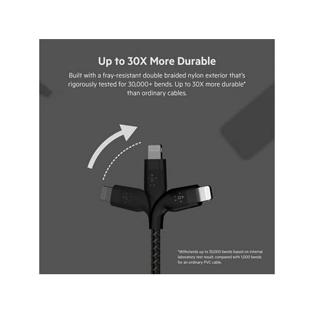 Belkin - BoostCharge Pro FlexUSB-C Cable with Lightning Connector - Black