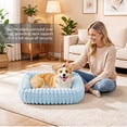 thumbnail image 3 of Exclusivo Mezcla Ribbed Plush Cuddler Dog Bed, 36"×28" Calming Pet Bed with Non-Slip Bottom for Large Dogs, Blue, 3 of 7