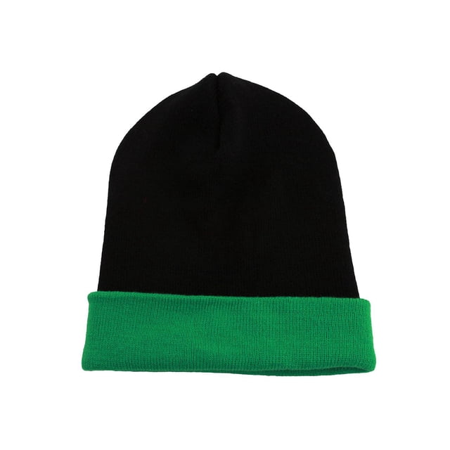 TopHeadwear 2 Tone Long Beanie Cuff, Black Kelly Green