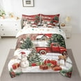 thumbnail image 2 of Castle Fairy Xmas Snowman Deer 7-Piece Twin Bedding Sets for Preppy Children Teens,Retro Red Truck Bedding Comforter Set,Rustic Cabin Breathable Sheet Sets,Merry Christmas Room Decor, 2 of 8
