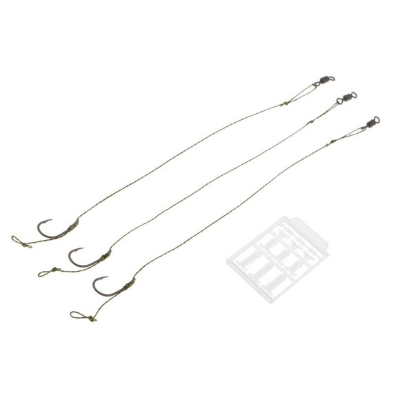 S SERENABLE 3pcs Ready Tied Carp Fishing Rigs - Barbed Hook Assembled Rigs Hook Size 6