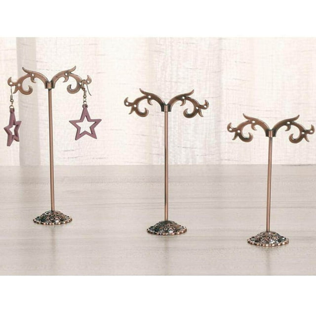 tredstone 3x Iron T Bar Earring Necklace Jewelry Display Stand Rack Copper-Wave