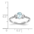 thumbnail image 3 of 10K White Gold Ring Band with Stones (03) March Aquamarine Oval Blue Diamond Round, Size 6, 3 of 5