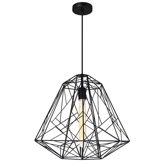CWI Lighting Bagheera 1 Light Down Contemporary Metal Pendant in Black