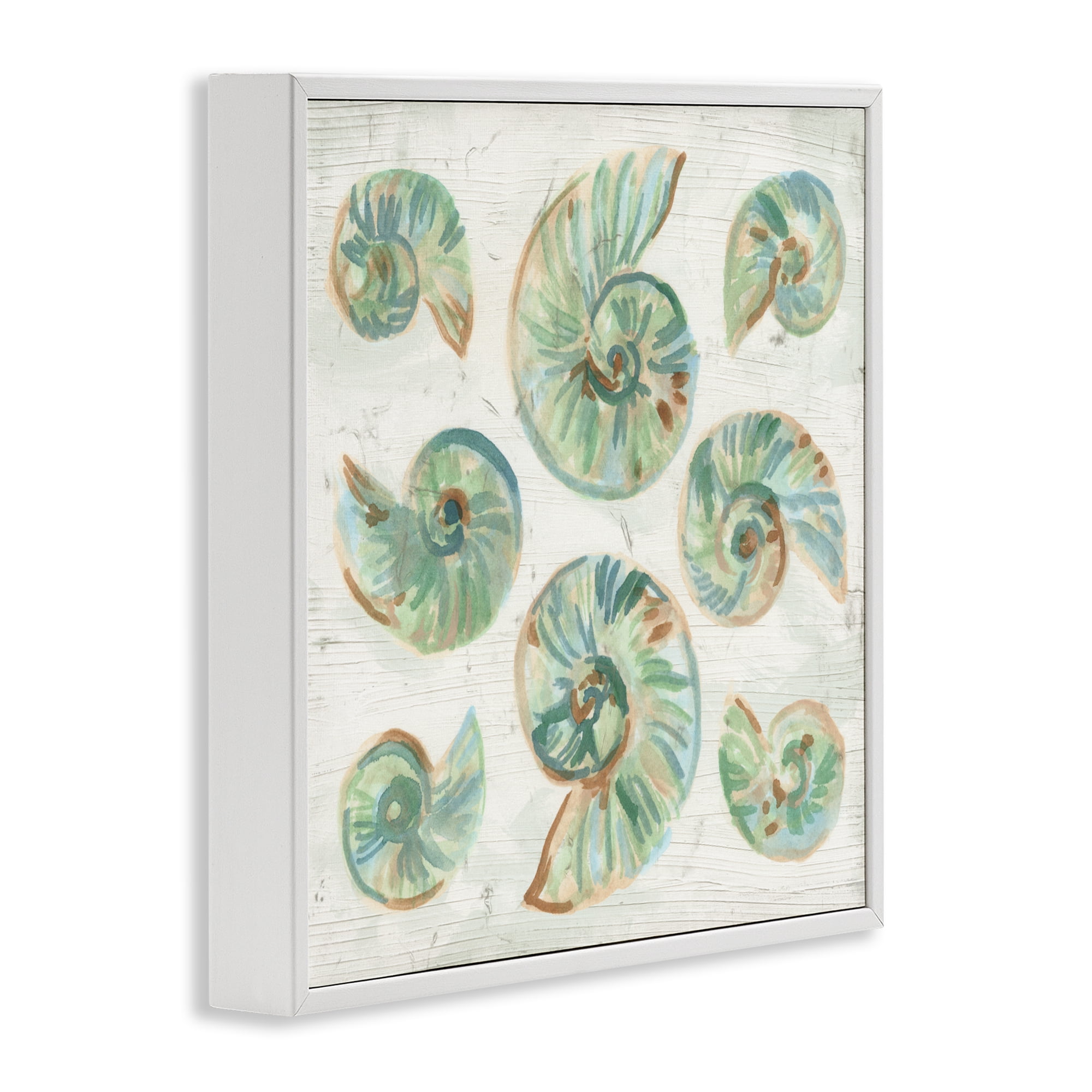 Stupell Industries Organic Saltwashed Shells White Framed Giclee Art, design by June Erica Vess