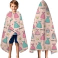 thumbnail image 3 of Princess Dress Castle Pattern Hooded Bath Towel，60"x35" for Ages 3 To 12 Kids, Quick Dry Lightweight Soft Microfiber Hood Beach Towel Cover Up for Kids, 3 of 7