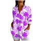thumbnail image 5 of Camisas de cuello de la tripulación de manga corta para las mujeres hawaiana impreso cuello acampanado blusa casual suave verano playa top, 5 of 6