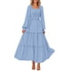 thumbnail image 1 of Vestido largo PRETTYGARDEN para mujer, estampado primaveral, azul claro, 1 of 9