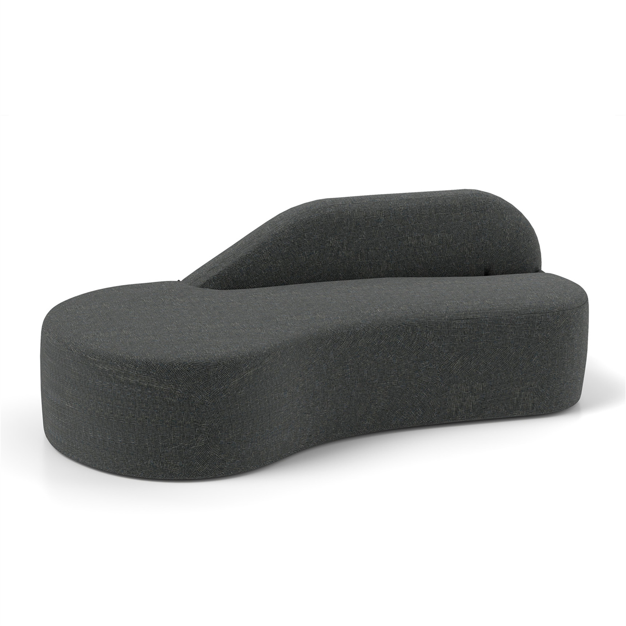 Jinyeda 91 " Curved Chaise Couch Memory Foam Sofa for Home Office, Installation Free, Velvet, Gray