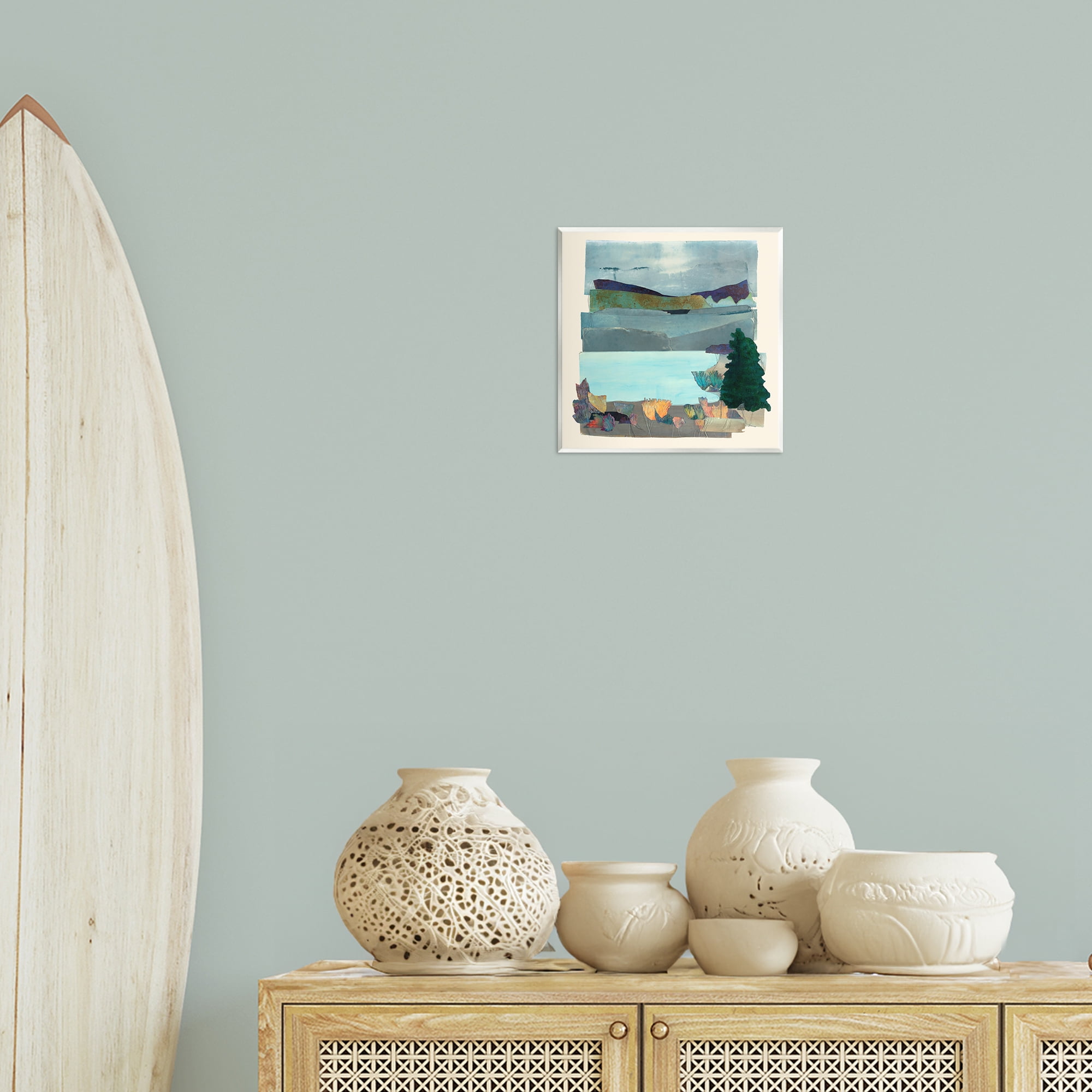 Stupell Industries Abstract Lake View Scene Abstract Painting Unframed Art Print Wall Art, 12 x 12