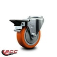 thumbnail image 2 of 4 Inch Orange Poly Wheel Swivel Bolt Hole Caster with Posi Lock Brake SCC, 2 of 2