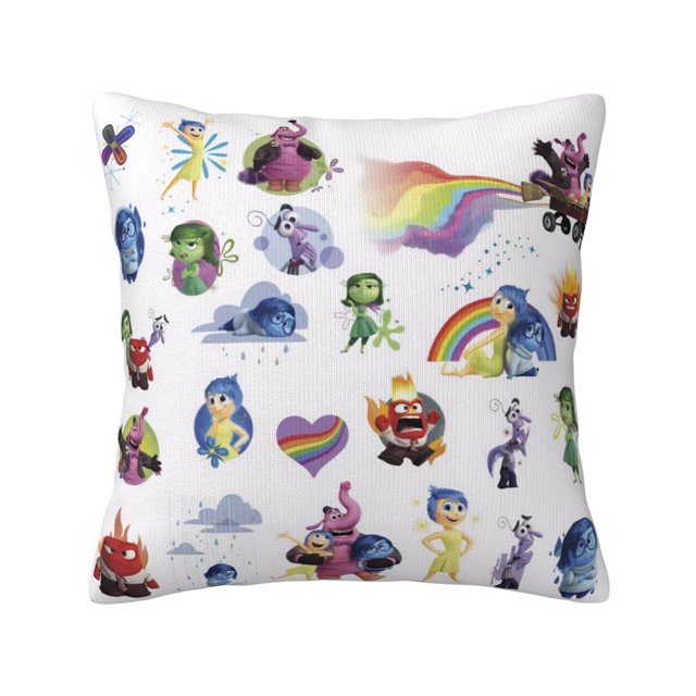 Funda de almohada Inside Out 2, bonita funda de cojín con dibujos animados, juego de cojines para la espalda, ropa de cama suave, decoración del hogar, regalos de boda, 18 x 18 pulgadas