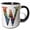 Black/White, variant on 3drose, Colorful Monogram Letter W, 11oz Two-tone Yellow Mug