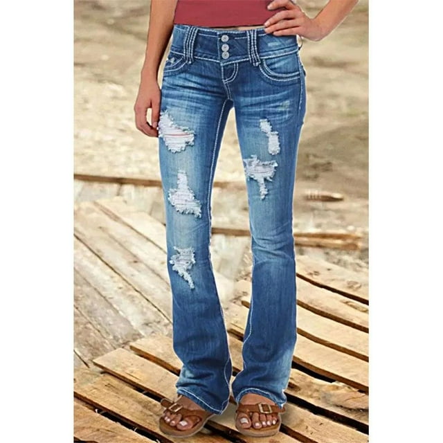 Women's Low Rise Ripped Baggy Jeans Loose Fit Wide Leg Retro Korean Style Polyester Pants