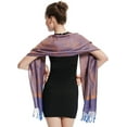 thumbnail image 2 of Women's Shawl Vintage Jacquard Paisley Pashmina Special Occasion Wrap Evening Scarf Double Sided Stole, 2 of 9