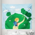 thumbnail image 1 of Colorful Tapestry, with a Backpack Hiking to the Mountain Forest Camp Cartoon Print, Fabric Wall Hanging Decor for Bedroom Living Room Dorm, 5 Sizes, Multicolor, by Ambesonne, 1 of 1