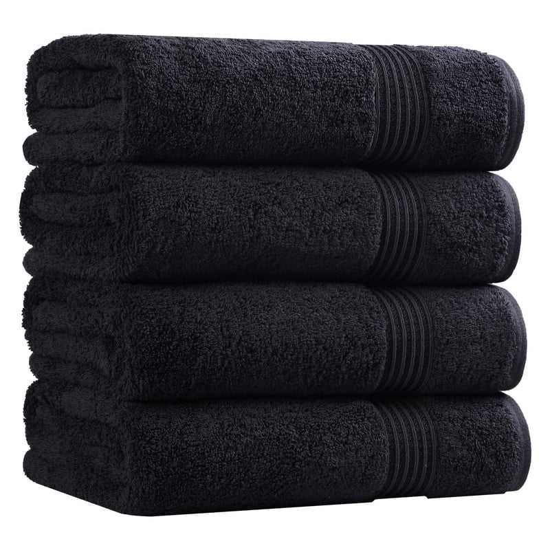 Superior Egyptian Cotton Absorbent Black Bath Towel Set of 4