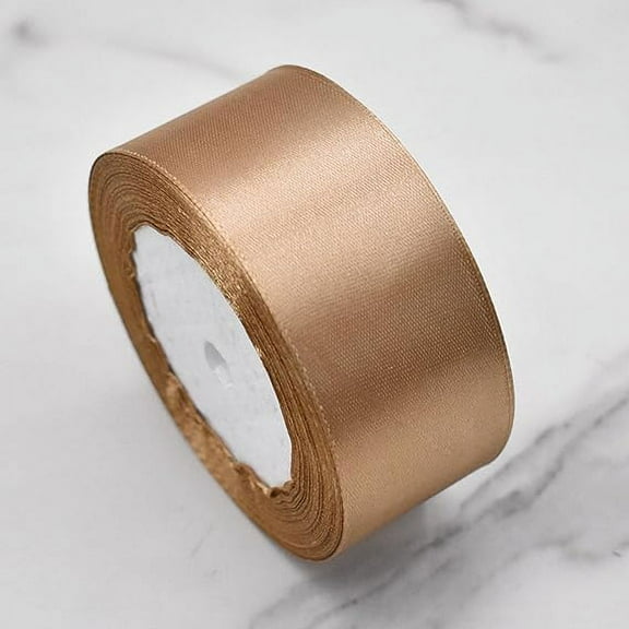 Namzi Light Brown Satin Ribbon 24 Yards Wedding Ribbon, 1 Roll Craft Ribbon, Gift Wrapping Ribbon for Crafts Decor & Bouquets