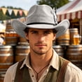 thumbnail image 4 of SGMVNU Cowboy Hats for Men Small Brim Felts Crushable Outback Hat with Belt Strap Parties Western , Grey, One Size, 4 of 4