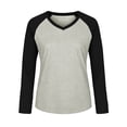 thumbnail image 7 of Xaqiouau Women's Long Sleeve V Neck Raglan T Shirt Casual Color Block Tunic Top Loose Fit Soft Lightweight Basic Tee for Fall Spring, 7 of 7