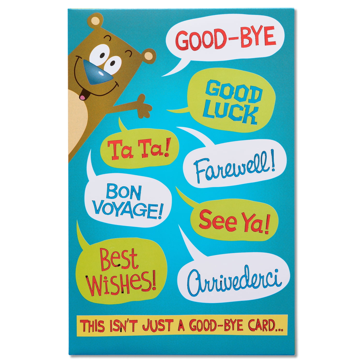 american greetings funny packable hug goodbye card with foil - walmart