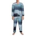 thumbnail image 3 of Lsque Lighthouse in a Stormy Sea Pattern Long Sleeve Pajama Set for Men - Soft 2-Piece Sleepwear and Loungewear Set with Pockets, Comfy Nightwear-X-Large, 3 of 7