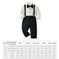 thumbnail image 7 of FYMNSI Baby Boy Baptism Christening Outfit Toddler Kid Formal Gentleman Tuxedo Suit Long Sleeve Bowtie Dress Shirt Suspenders Pants First Birthday Wedding Party Ring Bearer Clothes 3-4T White + Black, 7 of 7