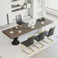 thumbnail image 4 of Set of 4 Modern Dining Chairs, High Back PU Faux Leather Upholstered Chair with Gloden Glossy Chromed Legs for Dining Room & Office, 4 of 6