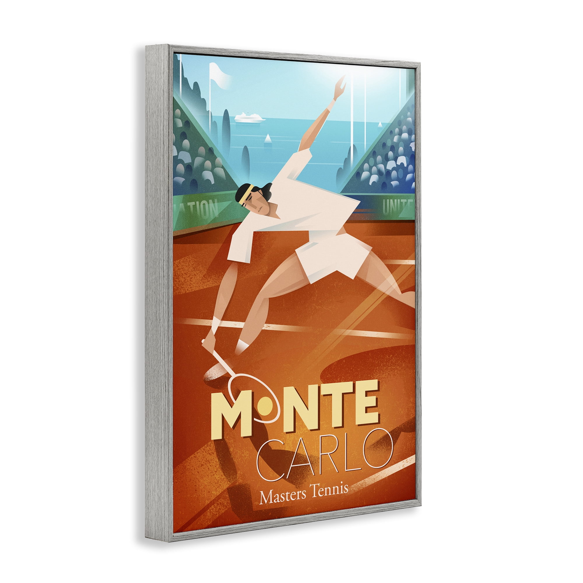 Stupell Industries Monte Carlo Masters Tennis Gray Framed Giclee Art, design by Martin Wickstrom