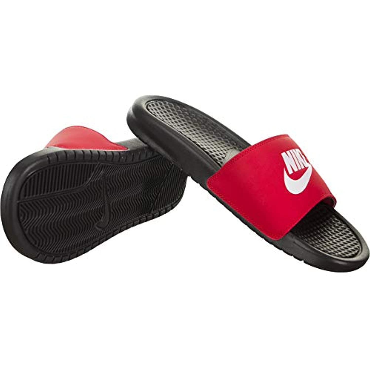 Nike Men's Benassi Just Do It Slide Sandal, Black/White-University Red, 12 Regular US - image 4 of 5