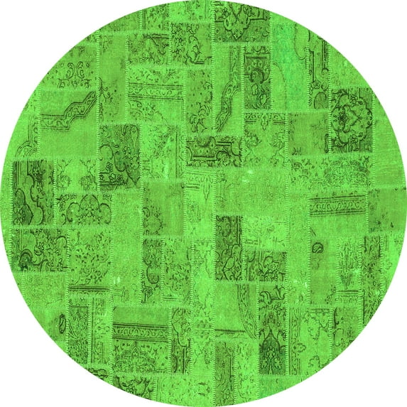 Ahgly Company Indoor Round Abstract Green Modern Area Rugs, 7' Round