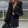 thumbnail image 2 of Women's Winter Hooded Jacket with Trim Insulated Zipper Coat Fashionable Outerwear for Cold Weather, 2 of 2