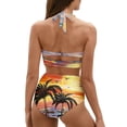 thumbnail image 2 of Renewold Summer Women Swimsuits Tankini Sets Size L Coconut Tree Sea Sunset Bikinis Lightweight Neck-Tied Bathing Suit 2 Pack Tummy Control Push Up Beachwear, 2 of 6
