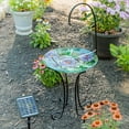 thumbnail image 3 of 18" Hand Painted and Embossed Glass Bird Bath, Hummingbird Oasis, 3 of 3