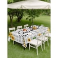 thumbnail image 4 of Outdoor Tablecloth with Umbrella Hole for Patio/Picnic/Party/Camping, Spring Sunflowers Waterproof Table Cloth Rectangle Table Cover Washable, Summer Blooms Flowers Bees Grey Check (60"x 120"), 4 of 8