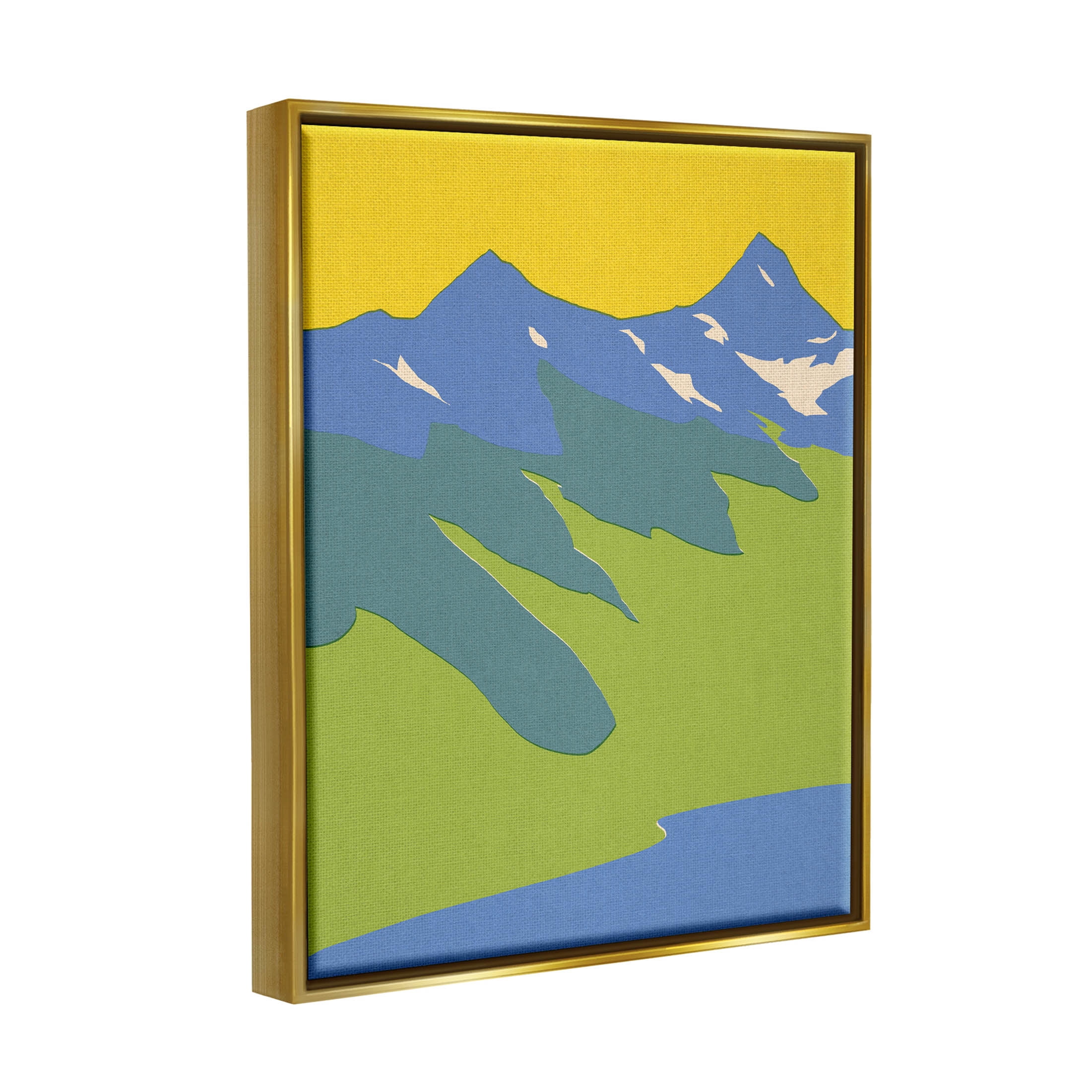 Stupell Industries Modern Seaside Mountain Range Graphic Art Metallic Gold Floating Framed Canvas Print Wall Art, Design by Jacob Green